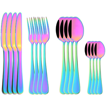 16Pcs/Spoon Knife Tableware Silverware Set