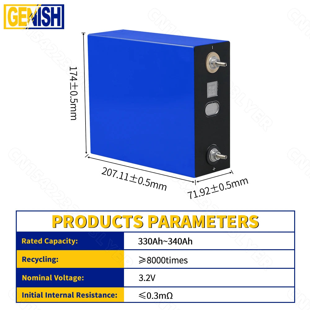 Grade A 340Ah Cycle Rechargeable LiFePO4 Battery