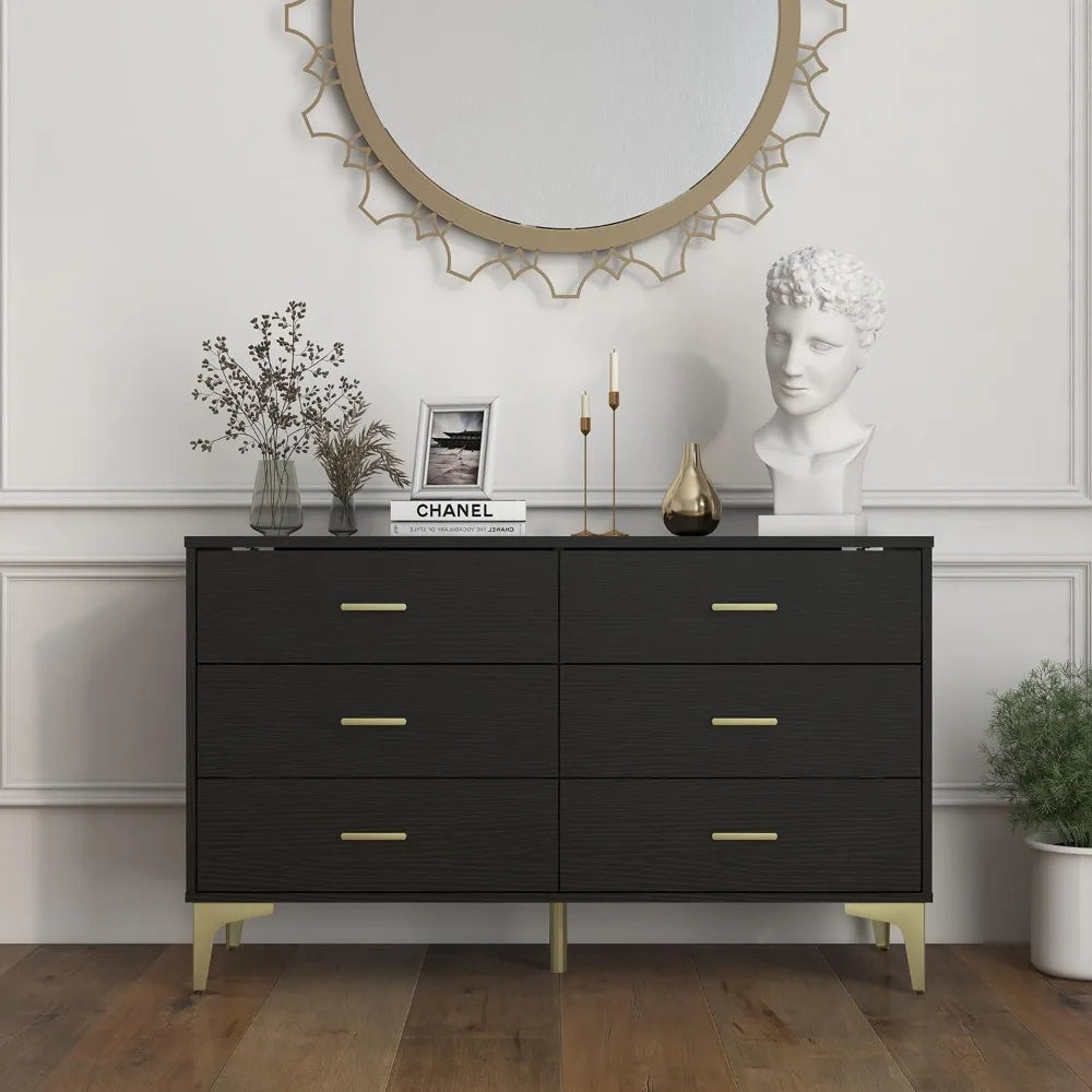 Modern 6-Drawer Wood Dresser