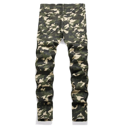 Men High Quality Denim Camouflage Jeans