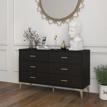 Modern 6-Drawer Wood Dresser