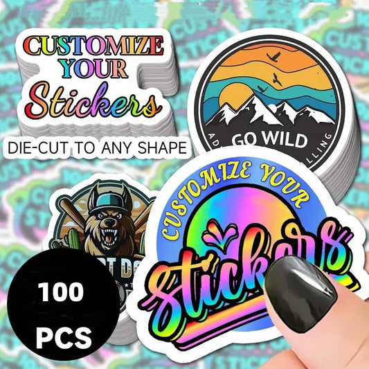 100pcs Custom Design PP Decals Stickers