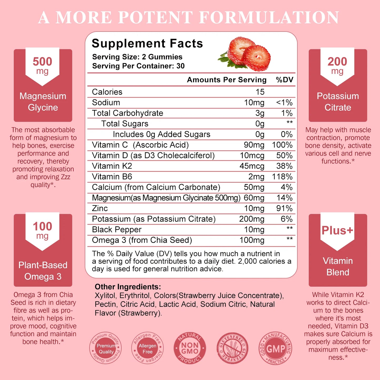 200mg Potassium Magnesium Gummies Magnesium Potassium Supplements for Sleep