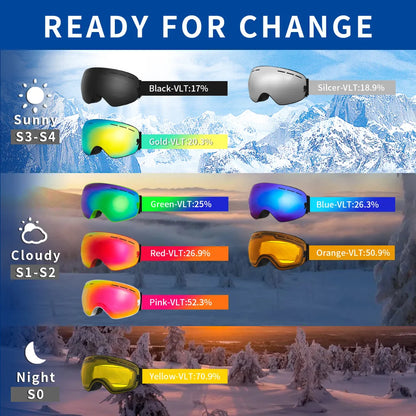 Pro 100% UV400 Protection Ski Goggles