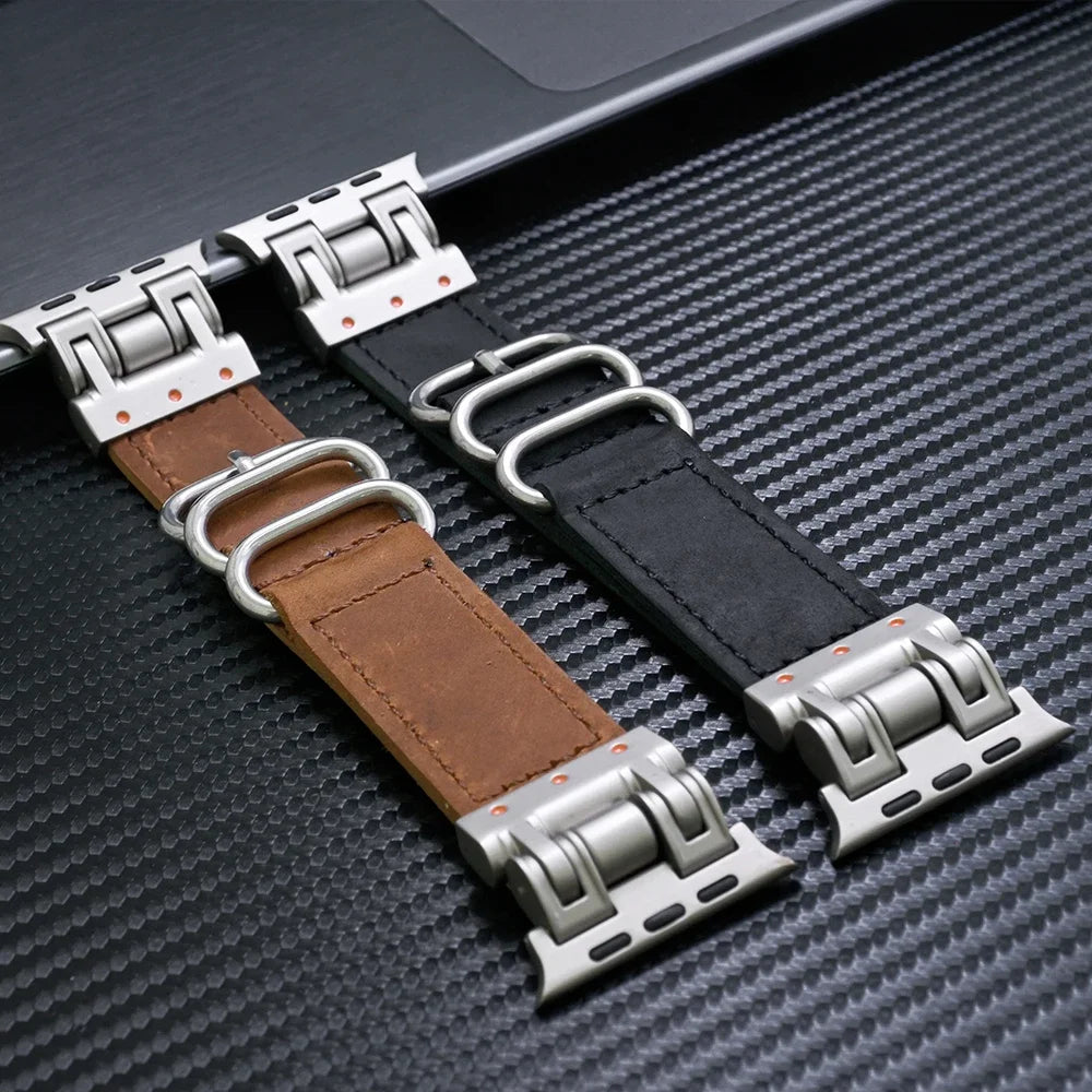 Genuine Leather Band for Apple Watch Ultra 3 2 1 49mm Series 11 10 9 8 7 Loop Strap for iWatch 6 5 4 Se2025 44mm 46mm Bracelet
