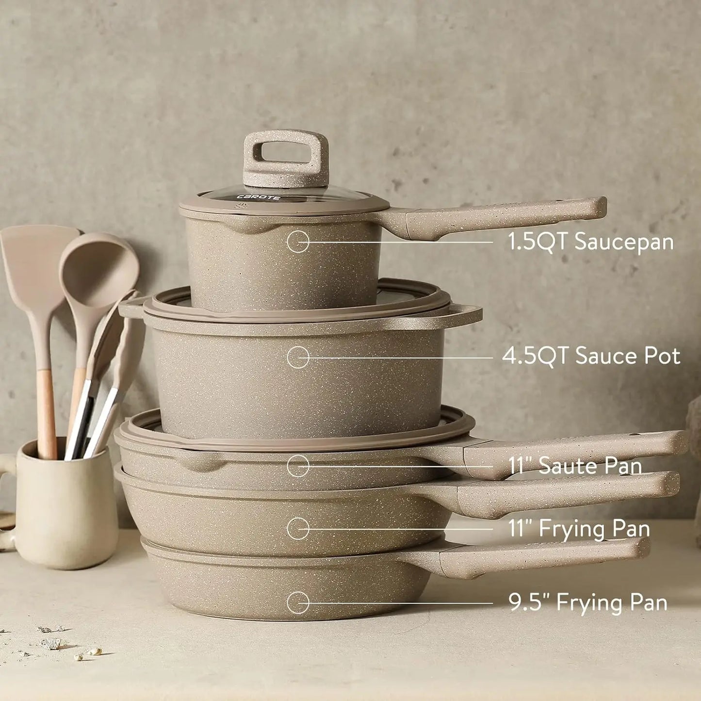 Non Stick 11Pcs Pots and Pans Set