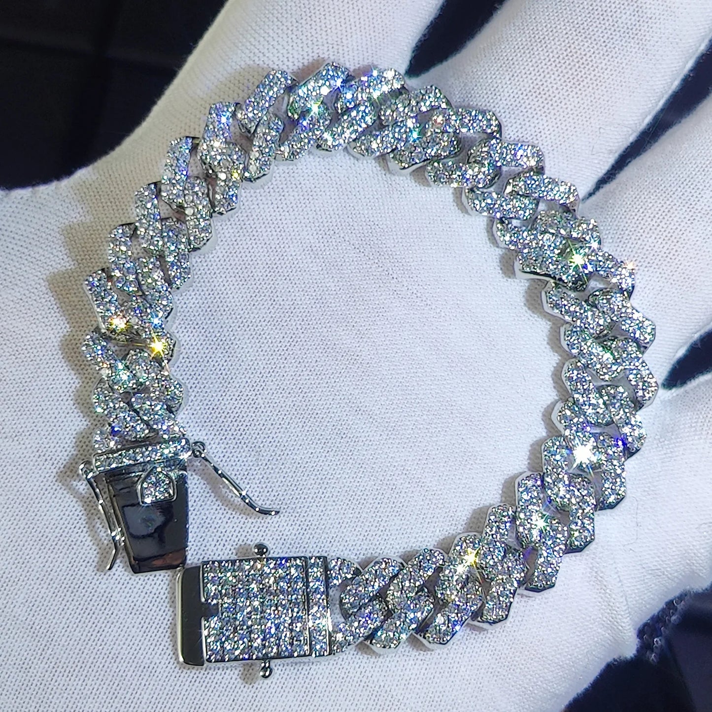 12mm Full Iced Out Diamond Cuban Link Bracelet