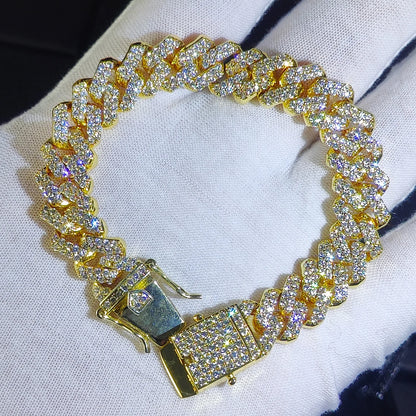 12mm Full Iced Out Diamond Cuban Link Bracelet