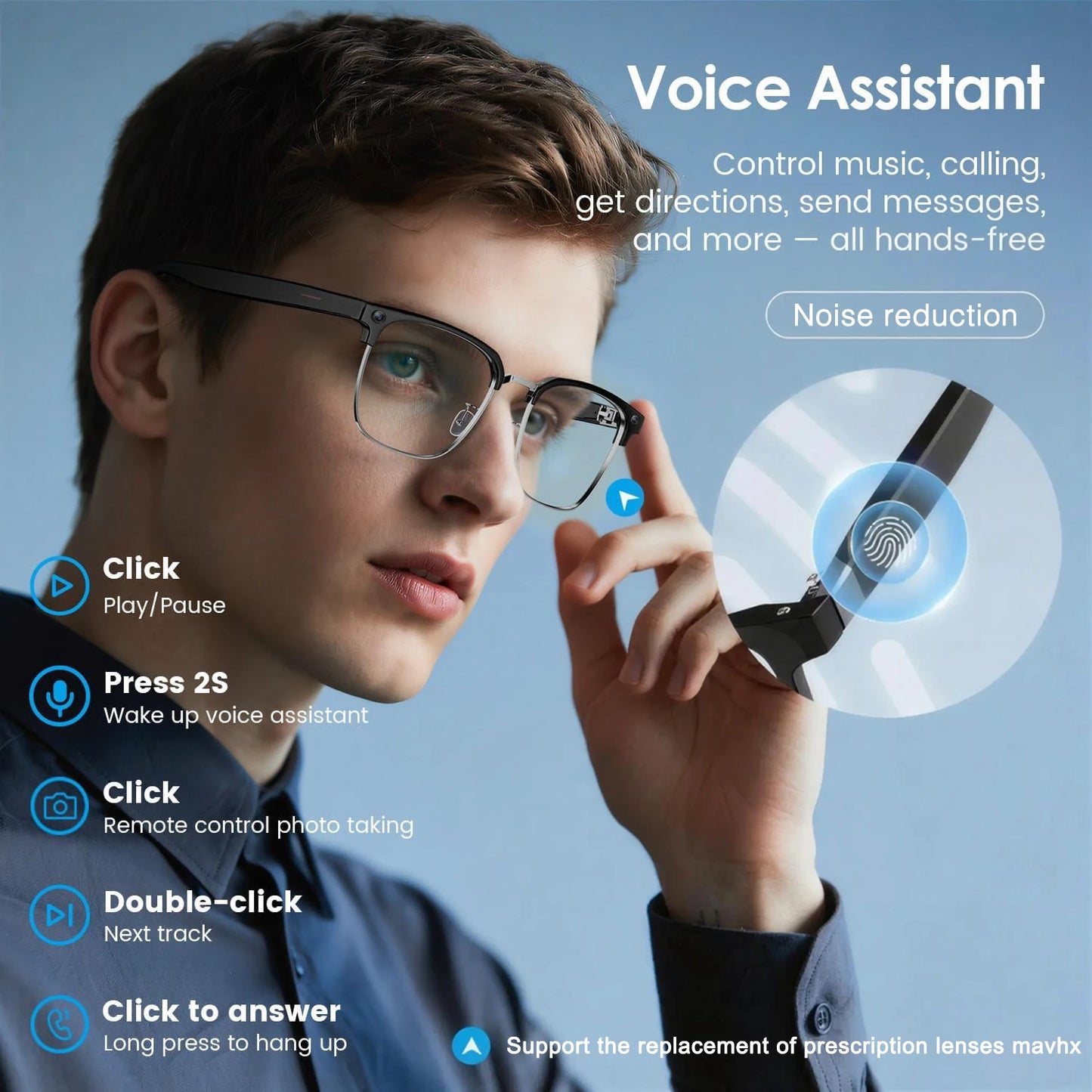 800W Pixel Camera Smart Glasses