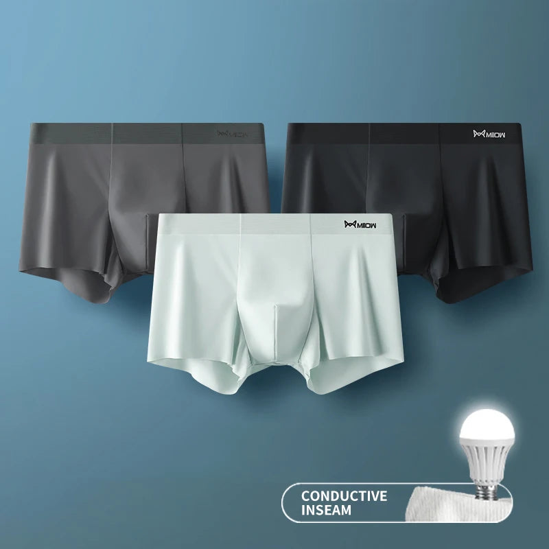 3Pcs Ice Silk Antistatic Boxer Shorts