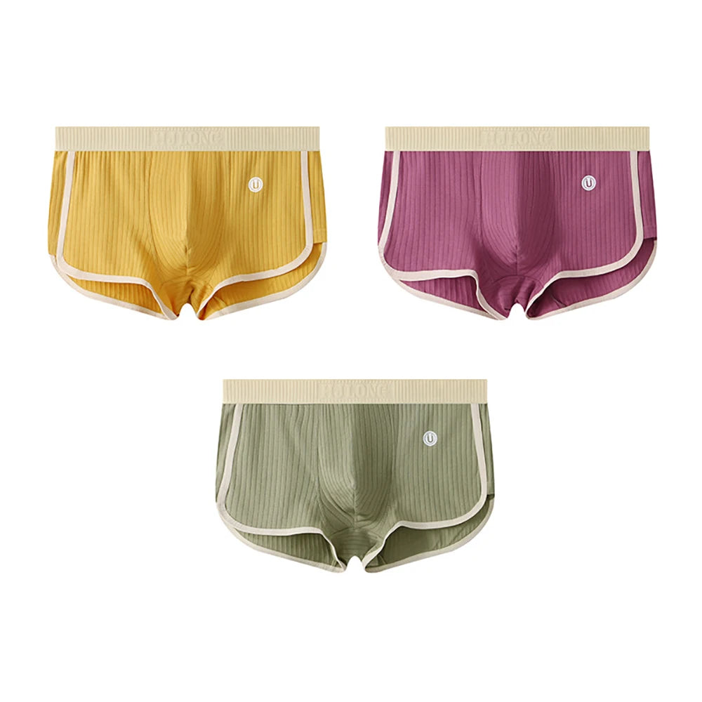 3PCS Men's Striped Cotton Boxer Underwear