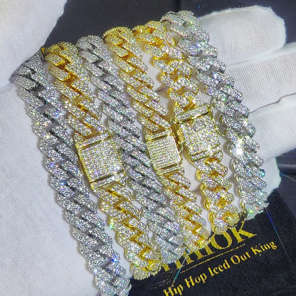 12mm Full Iced Out Diamond Cuban Link Bracelet