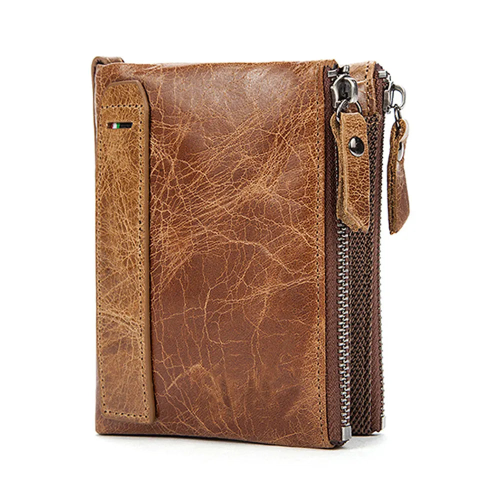 Zipper Leather Men Wallets