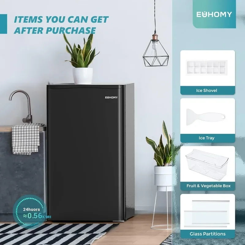 Compact LED Mini Fridge with Freezer