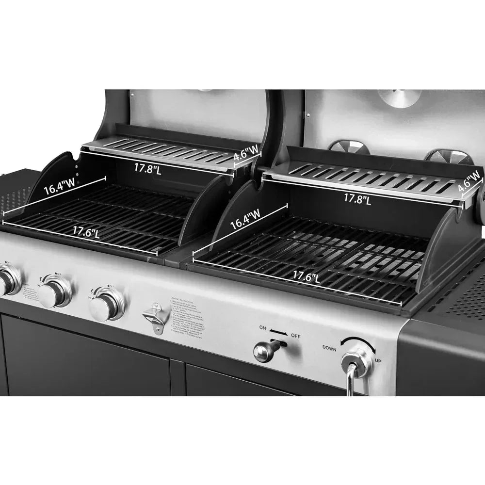 3-Burner Cabinet Gas Grill and Charcoal Grill
