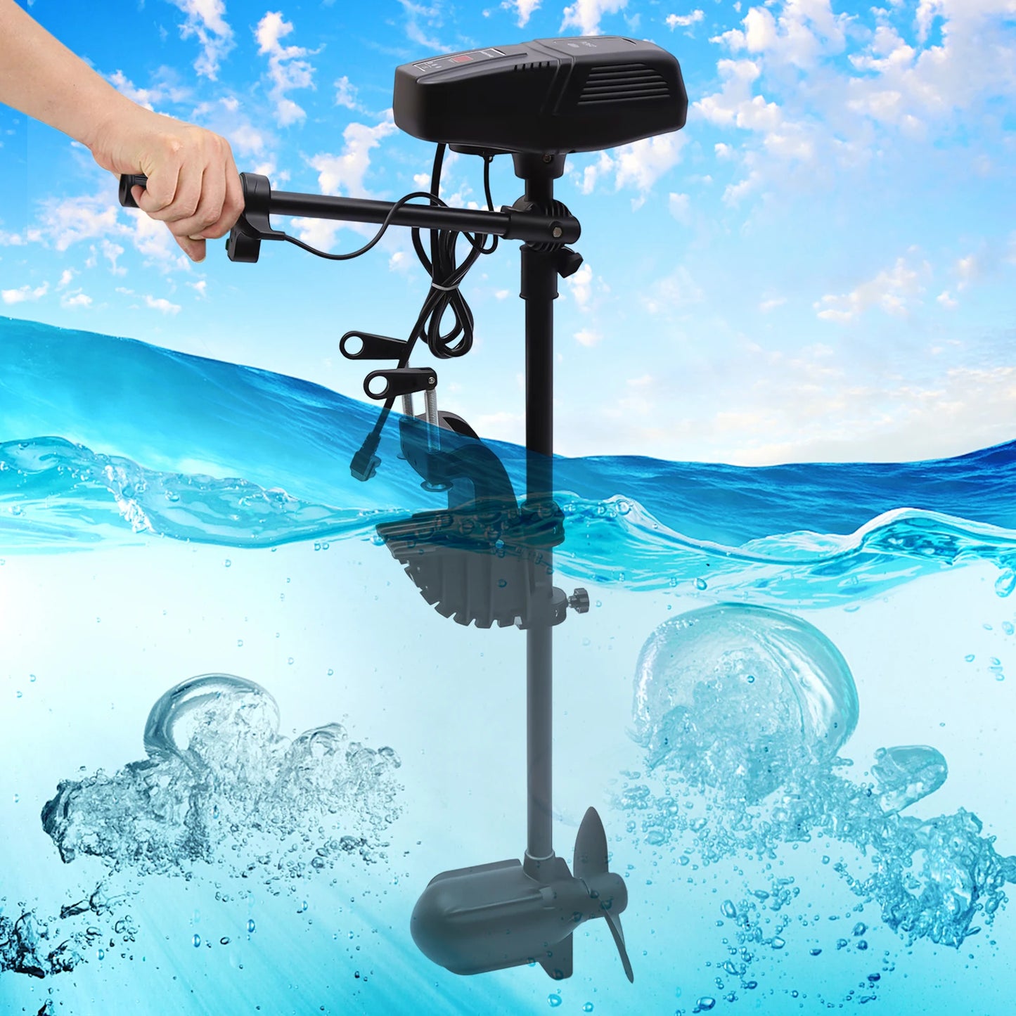 1400W 48V Foldable Electric Boat Engine Outboard Trolling Motor