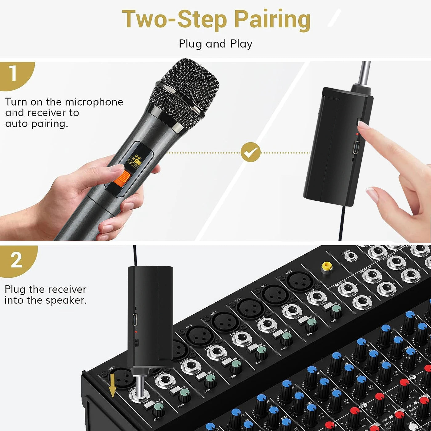 Wireless 2 Channels UHF Fixed Microphone