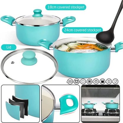 16-piece Soft-grip Ceramic Non-stick Pan Set