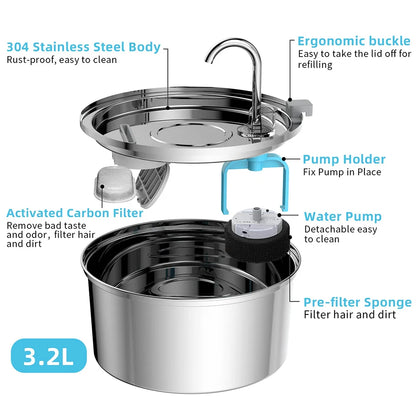 Stainless Steel Cat Automatic Water Fountain