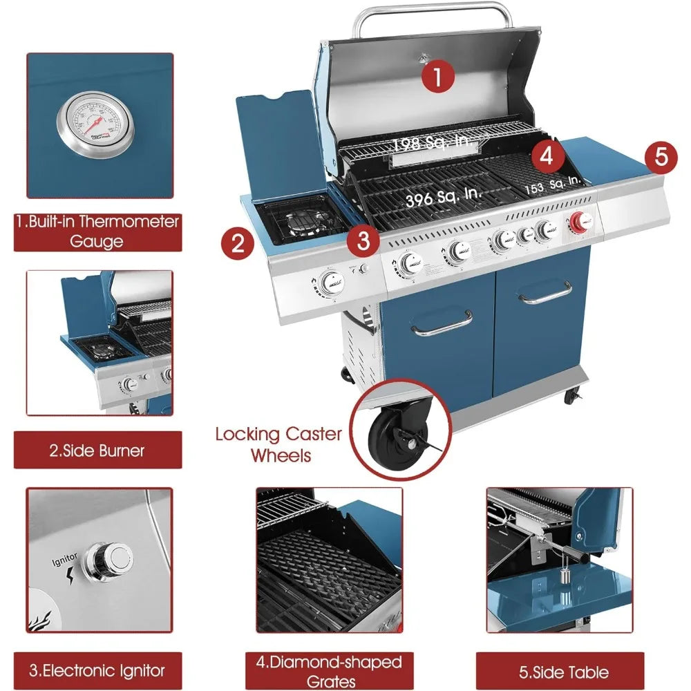 5-Burner BBQ Cabinet Style Propane Gas Grill