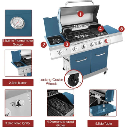 5-Burner BBQ Cabinet Style Propane Gas Grill