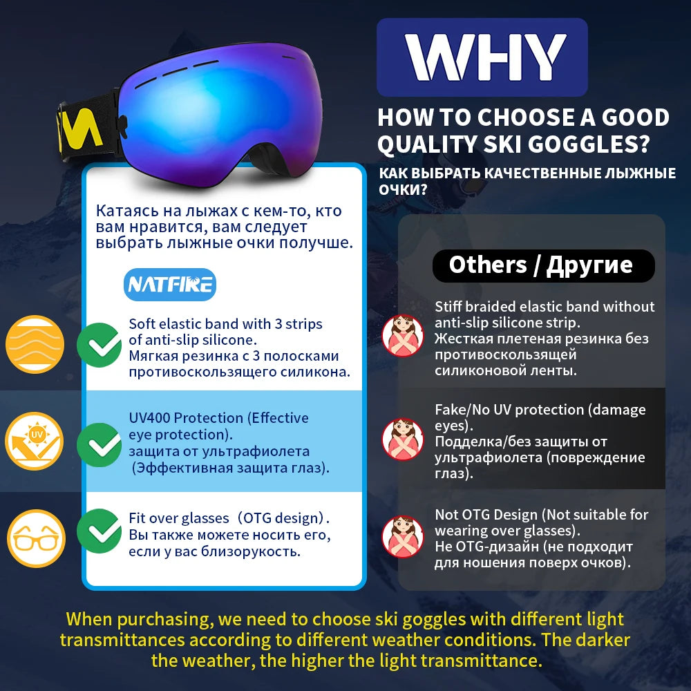 Pro 100% UV400 Protection Ski Goggles