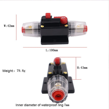 12V 24V 48V DC Car Truck Circuit Breaker Resettable Auto Audio Fuse Holder Power Insurance Solar Photovoltaic Connector 20A-150A