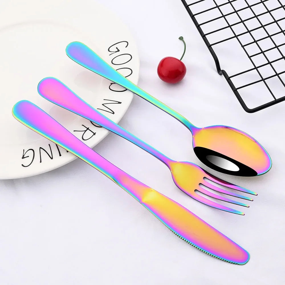 16Pcs/Spoon Knife Tableware Silverware Set