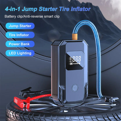 4 in 1 Car Jump Starter Air Compressor Portable Booster