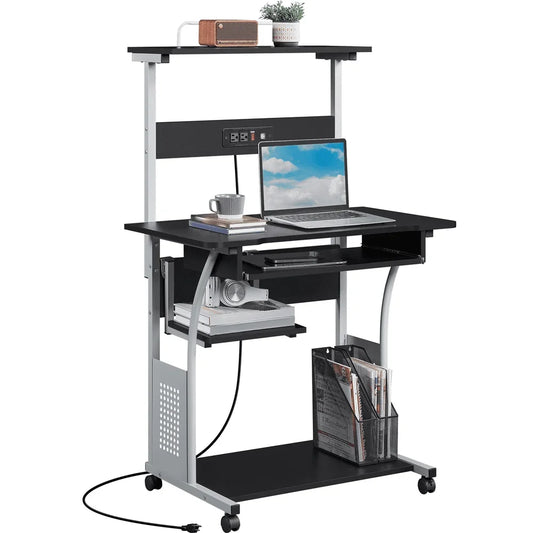 3 Tiers Computer Desk with Charging Station Printer