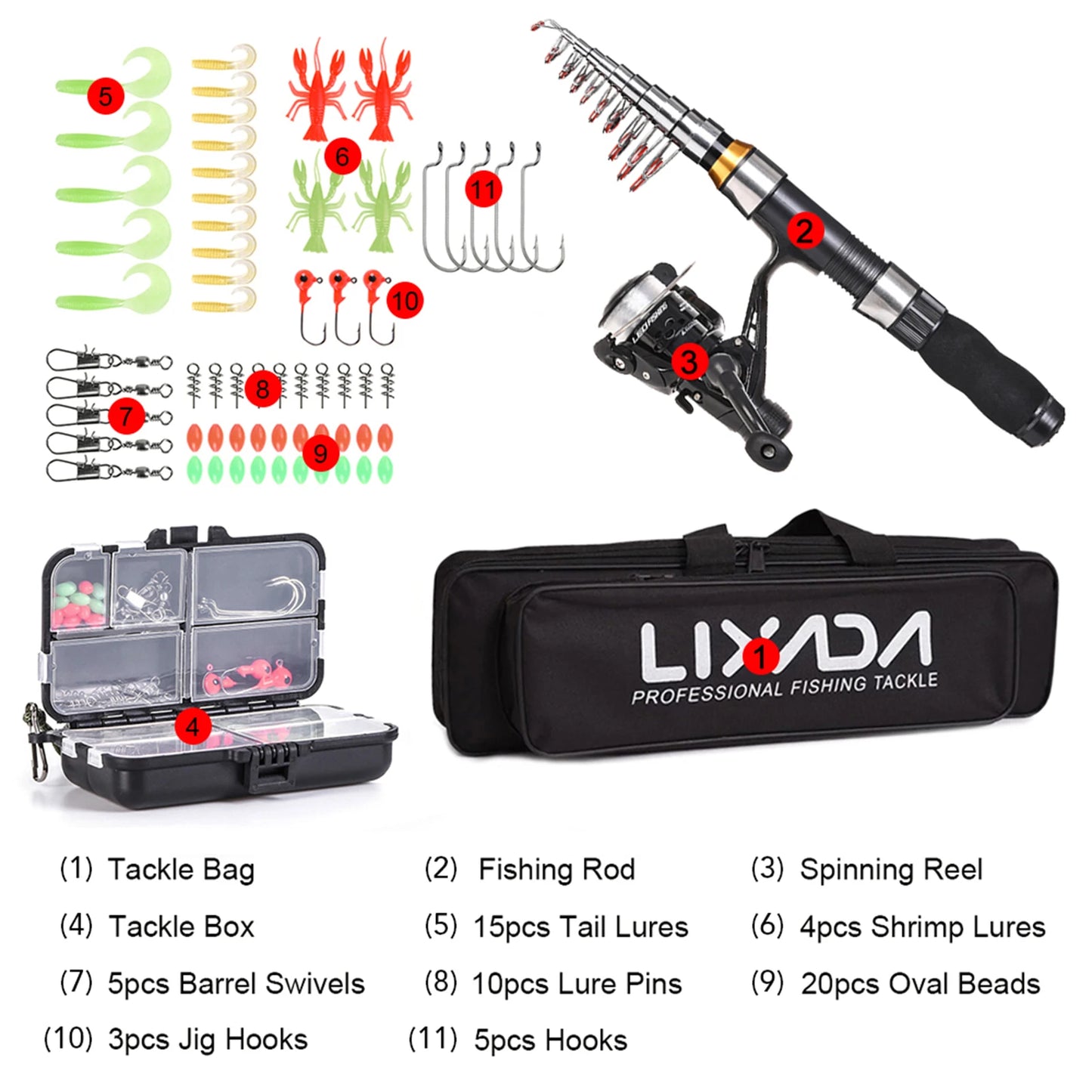 2.1m 2.3 m Telescopic Fishing Rod Reel Lure Combo Kit