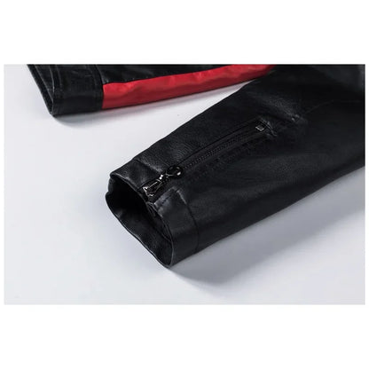 Casual Stitching Motorcycle Leather Jacket