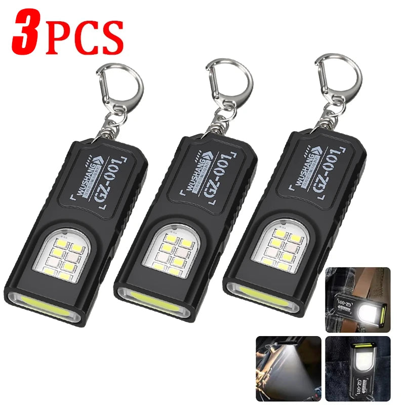 Powerful Mini COB LED Keychain Flashlight USB C Rechargeable