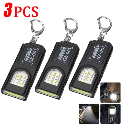 Powerful Mini COB LED Keychain Flashlight USB C Rechargeable