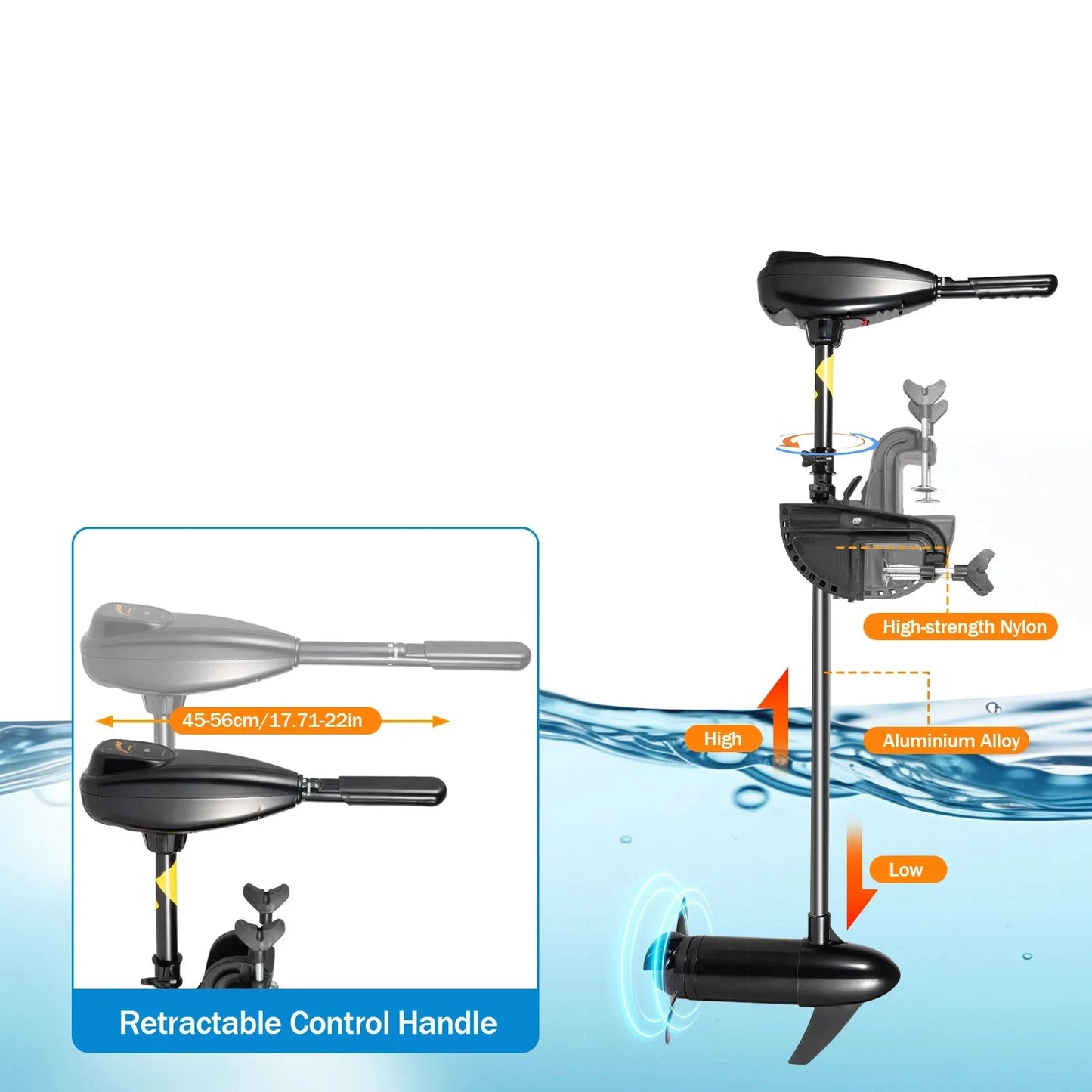 12V 80lbs 1.2HP Electric Outboard Brush Engine Heavy Duty Electric Trolling Motor