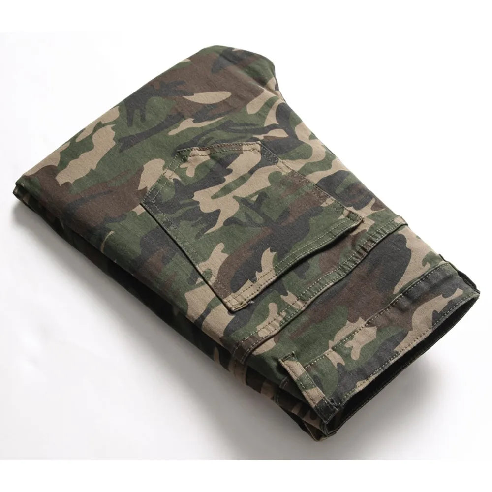 Men High Quality Denim Camouflage Jeans