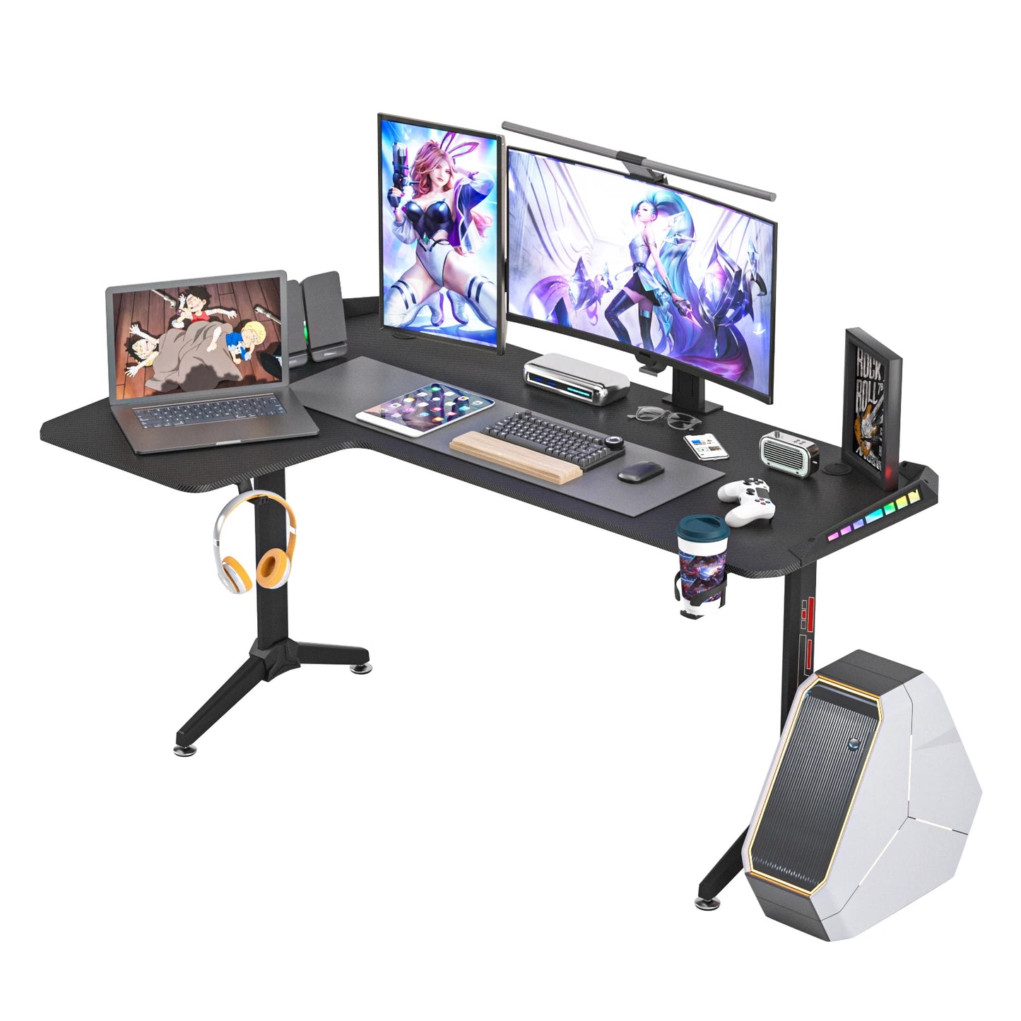 L Shaped, 60 Inch Computer Gaming Desk