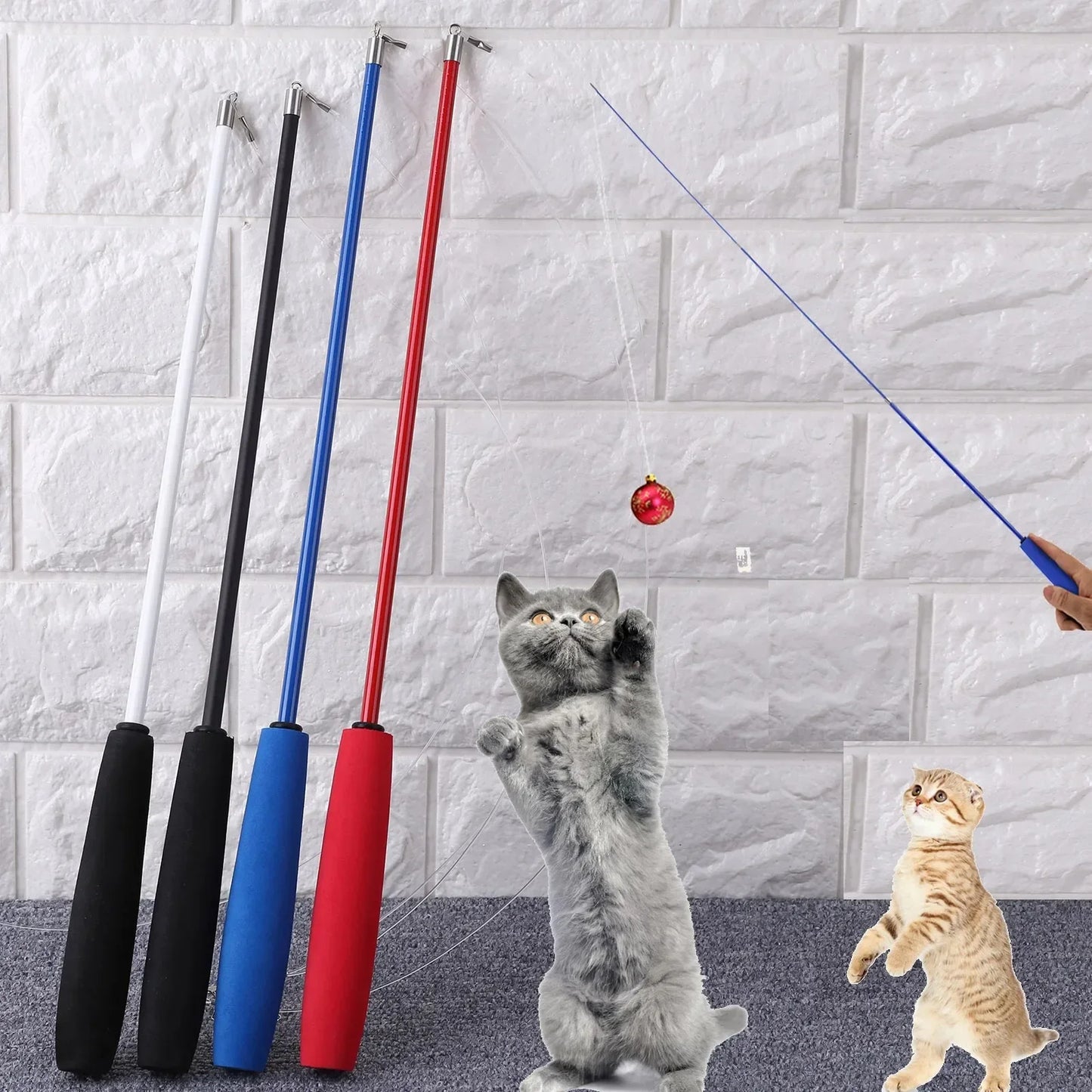Cat Teaser Wands Three-section Telescopic Fishing Pole  Toys