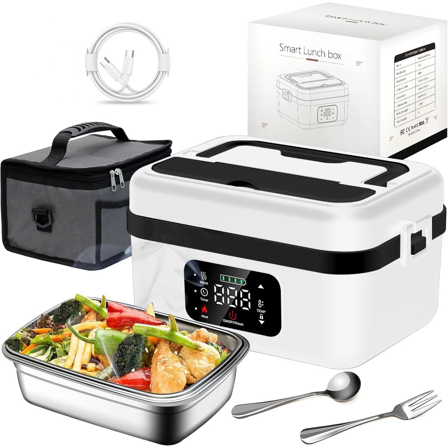 8000mAh Rechargeable Timer Automatic Heating Lunch Box