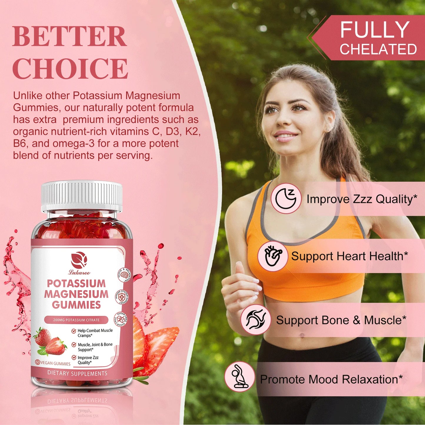 200mg Potassium Magnesium Gummies Magnesium Potassium Supplements for Sleep