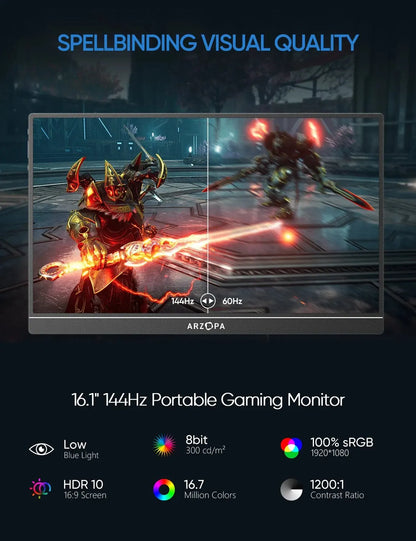 16.1'' 144Hz 1080P FHD Gaming Monitor