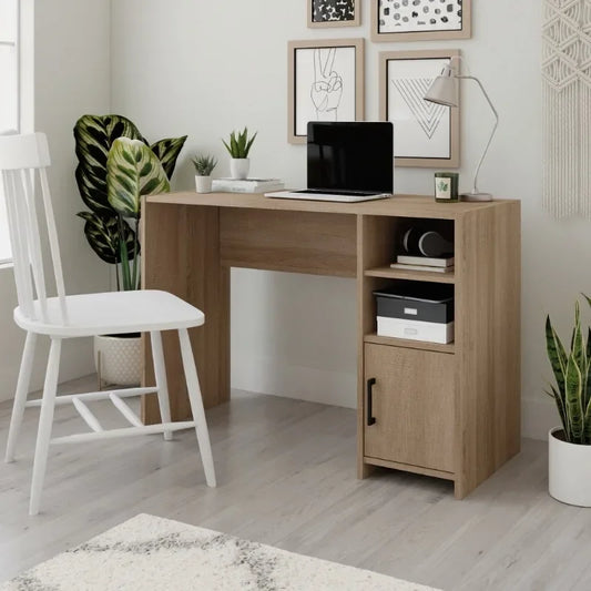 Computer Desk with Storage, Summer Oak Finish