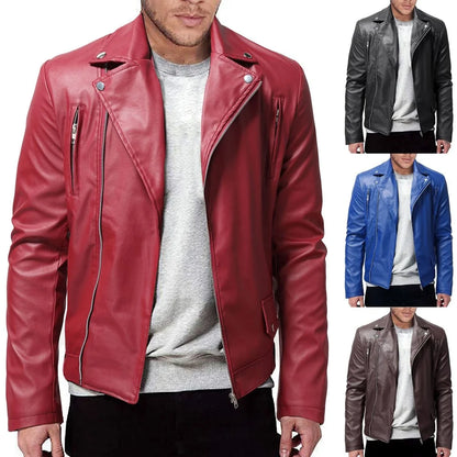 Men PU Leather Solid Color Jacket