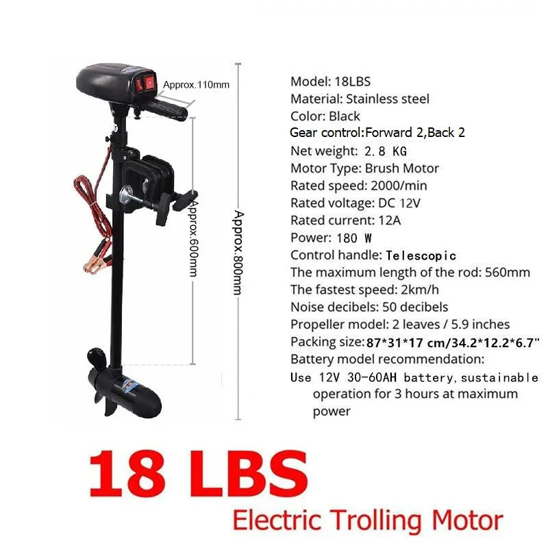 18LBS 12V Inflatable Boat Electric Trolling Motor