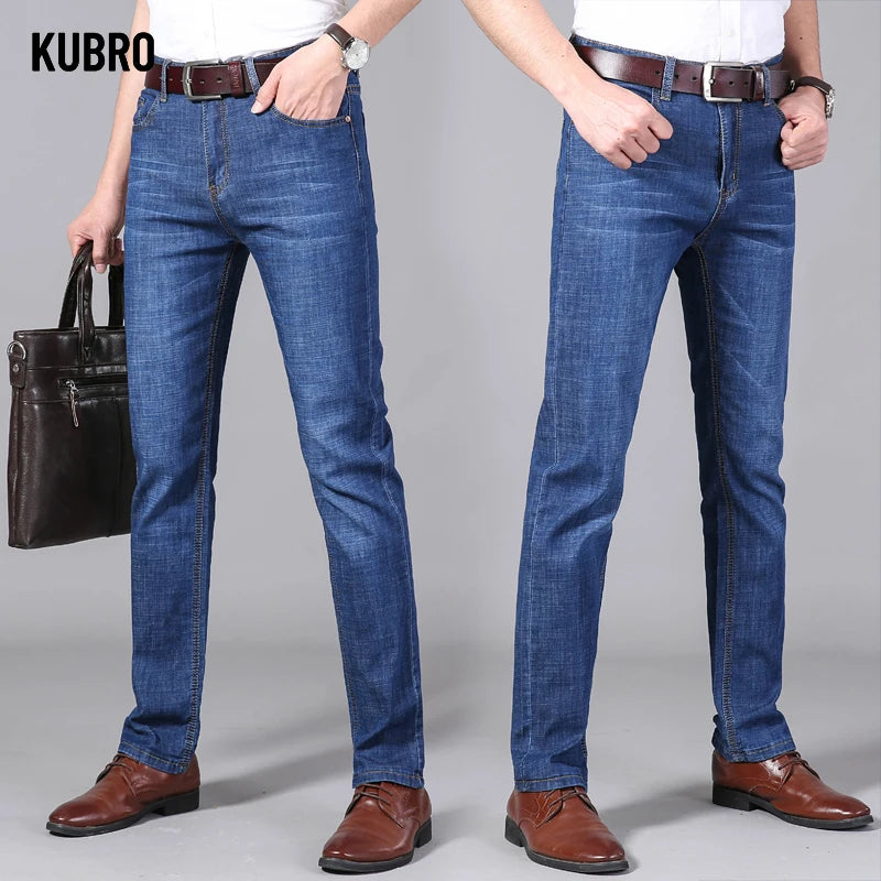 Men Business Denim Long Loose Pants