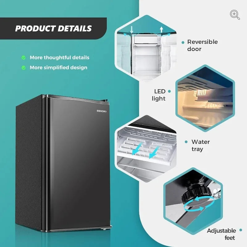 Compact LED Mini Fridge with Freezer