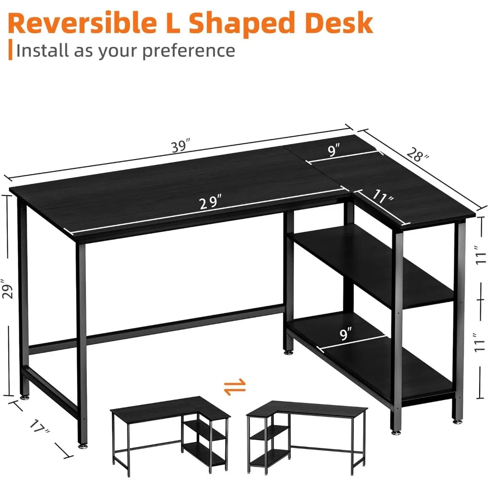 39" Home Office Computer Desk with Shelf