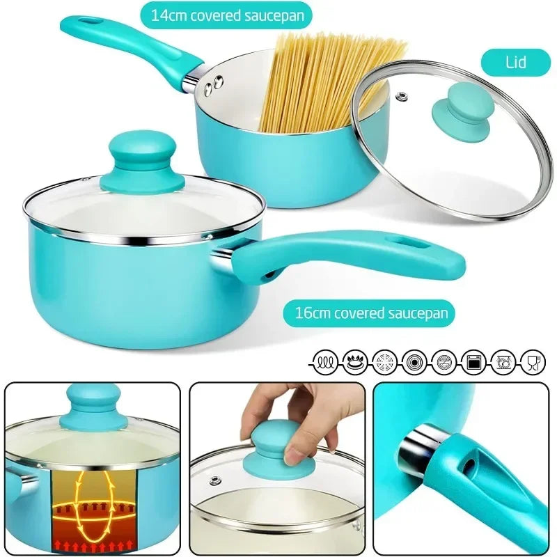 16-piece Soft-grip Ceramic Non-stick Pan Set