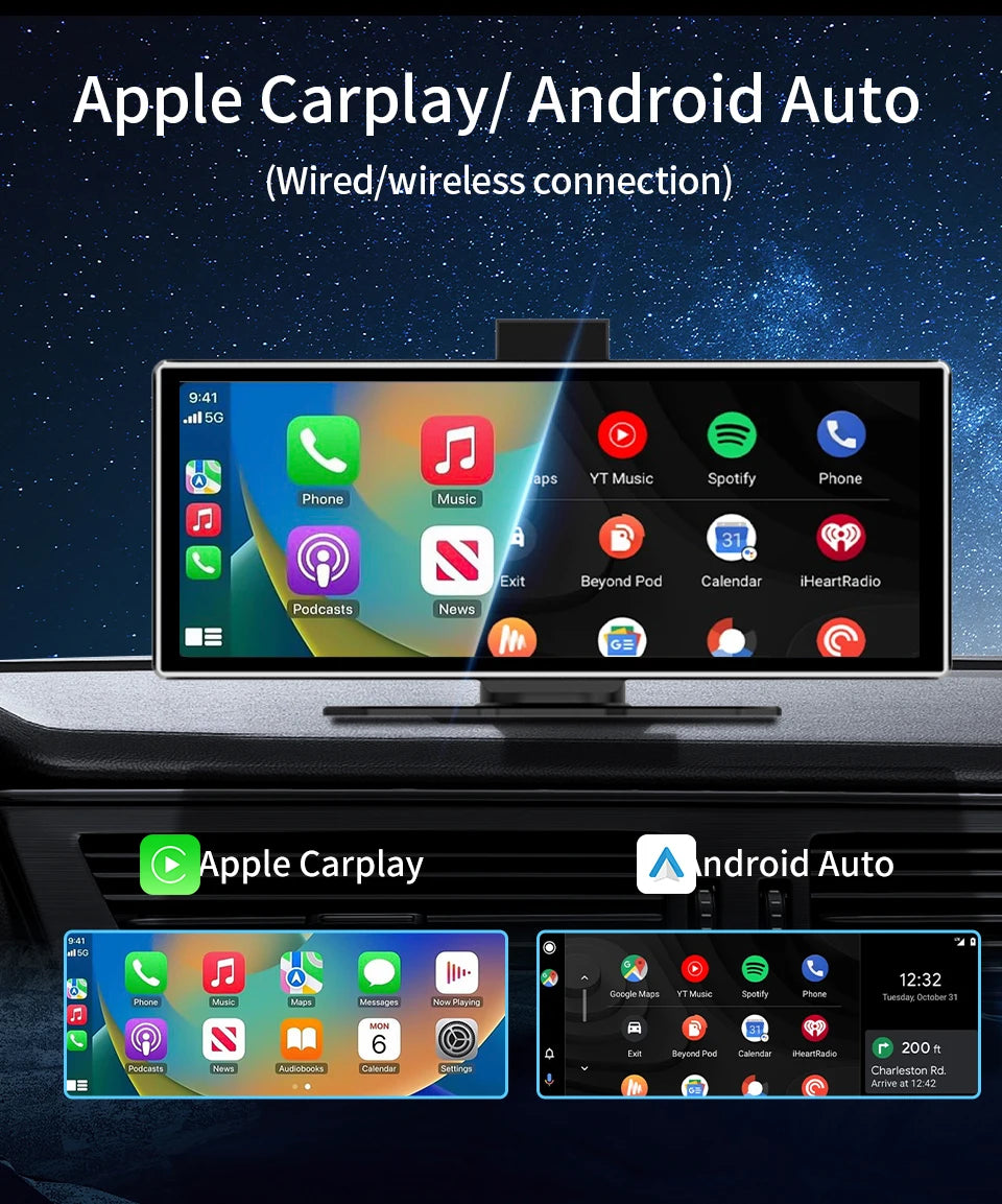 11.26" 4K Dash Cam Wireless  GPS Navigation