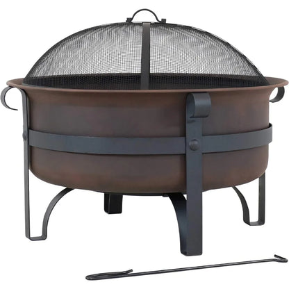 29-Inch Bronze Cauldron Wood-Burning Fire Pit Bowl